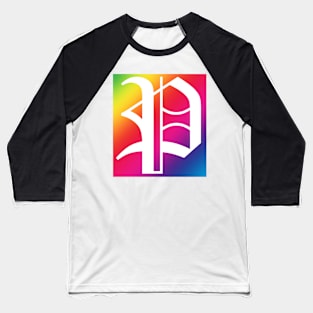 Rainbow White Letter P Baseball T-Shirt